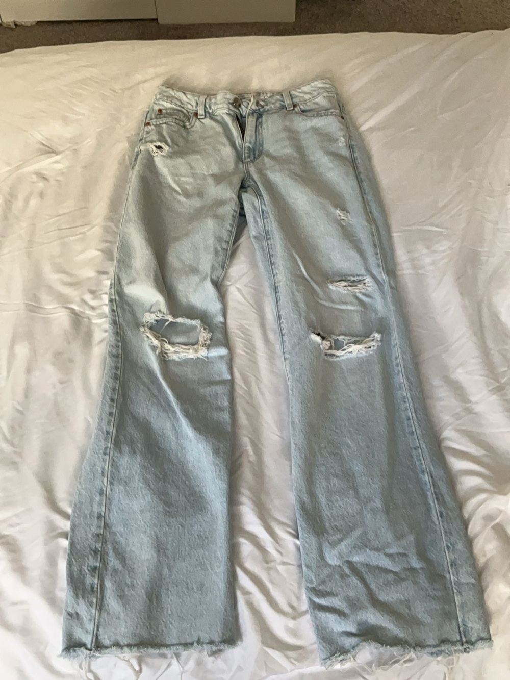 Garage Light Blue Straight-Leg Distressed Jeans